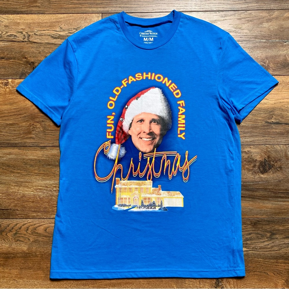 Christmas Vacation Clark Griswold Shirt Medium Blue
